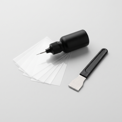 VANZANT GlassFix windshield repair kit: resin applicator, curing films and razor blade
